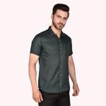 Half Sleeve Cotton Spread Collar Shirt (Dark Green)