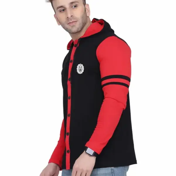 Men's Jacket Long Sleeve Multicolor Hooded Neck