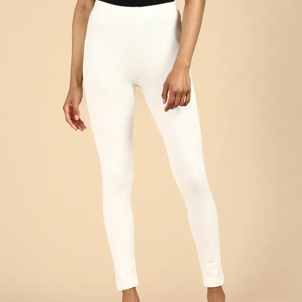Ankle Length Leggings Cotton-Off-white