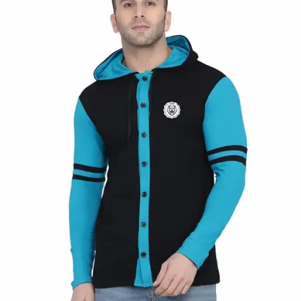 Men's Jacket Long Sleeve Multicolor Hooded Neck