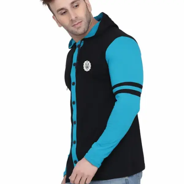 Men's Jacket Long Sleeve Multicolor Hooded Neck