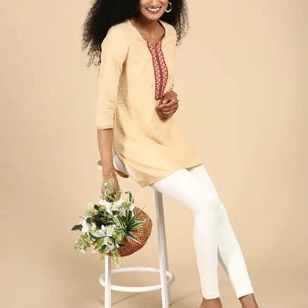 Ankle Length Leggings Cotton-Off-white