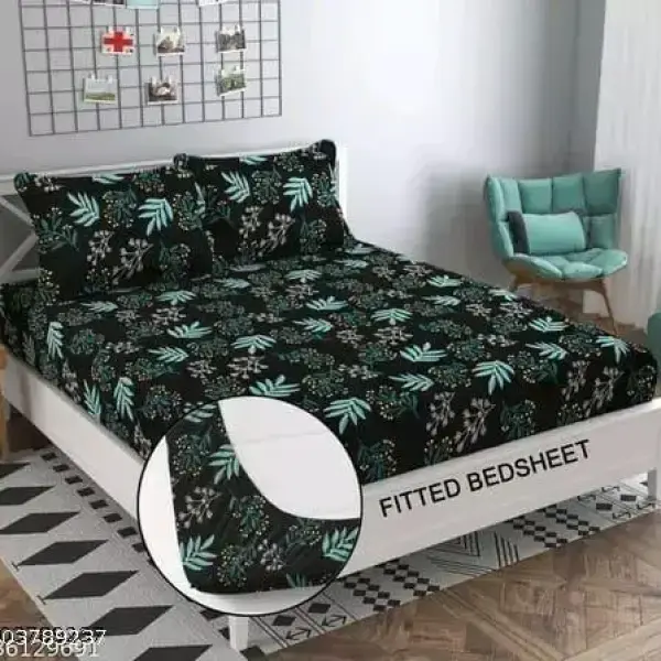 double fitted supersoft double bedsheet with 2 large pillow covers