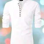 Slim Fit Solid Mandarin Collar Formal Shirt