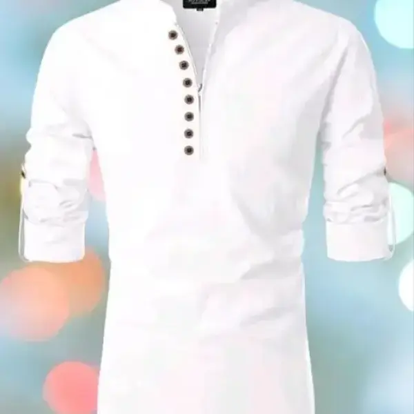 Slim Fit Solid Mandarin Collar Formal Shirt