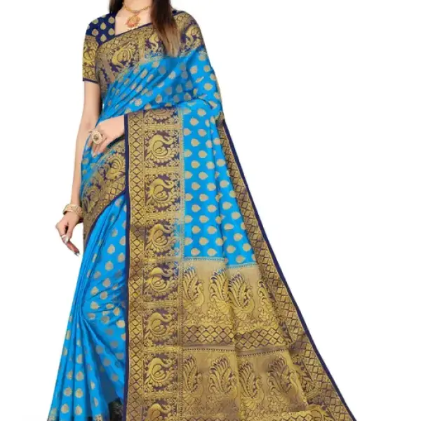   Silk Aqua Blue Jacquard Saree
