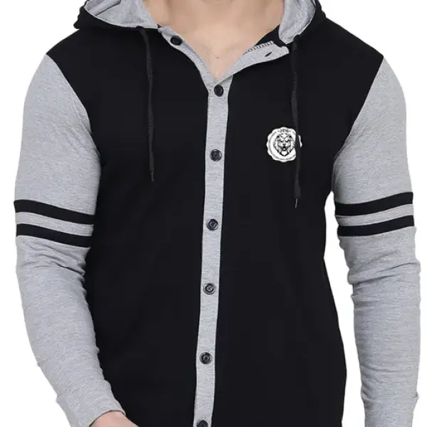Men's Jacket Long Sleeve Multicolor Hooded Neck