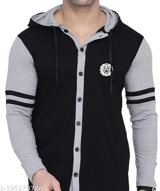 Men's Jacket Long Sleeve Multicolor Hooded Neck