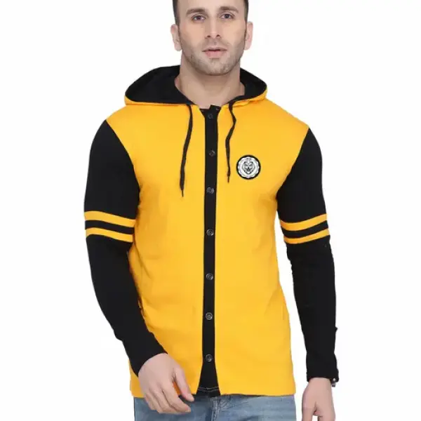 Men's Jacket Long Sleeve Multicolor Hooded Neck
