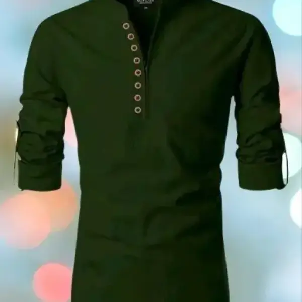 Slim Fit Solid Mandarin Collar Formal Shirt