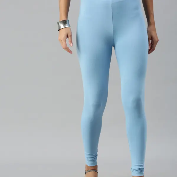 Ankle Length Leggings Cotton Sea Blue
