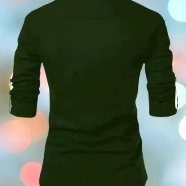 Slim Fit Solid Mandarin Collar Formal Shirt