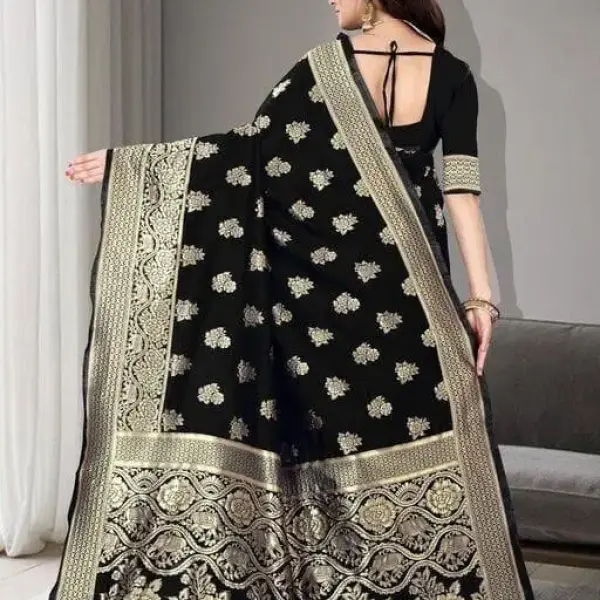  Trendy Jacquard Woven Litchi Silk Banarasi Saree
