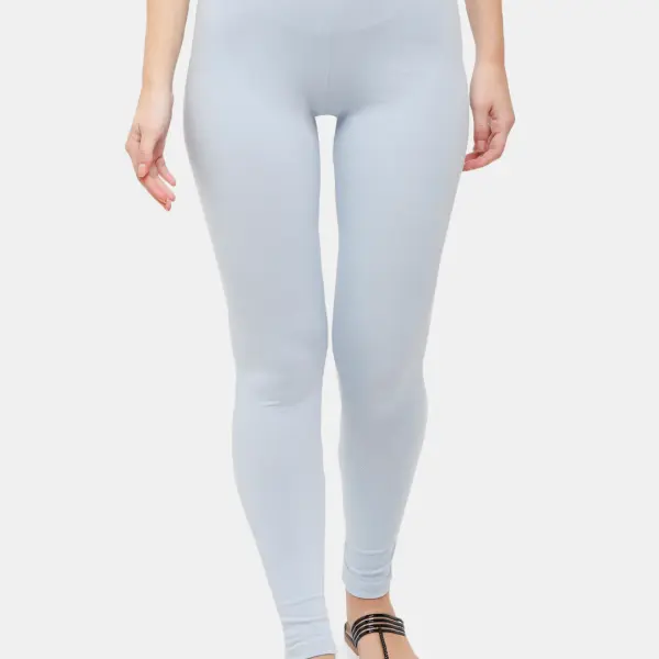 Ankle Length Leggings Cotton Light Sea Blue