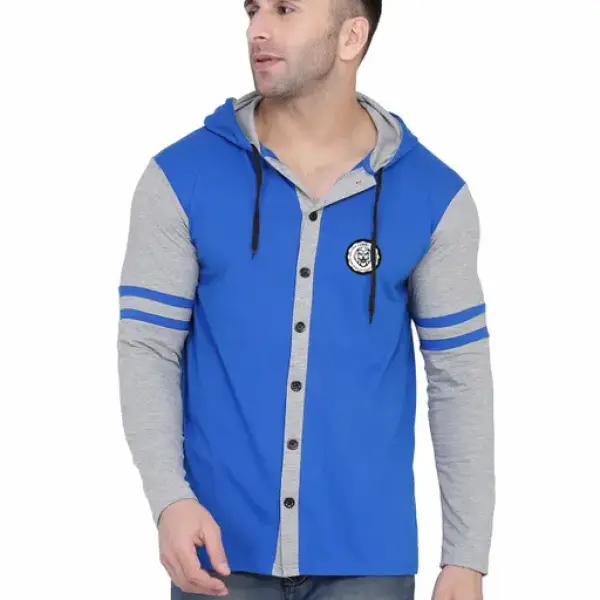 Men's Jacket Long Sleeve Multicolor Hooded Neck