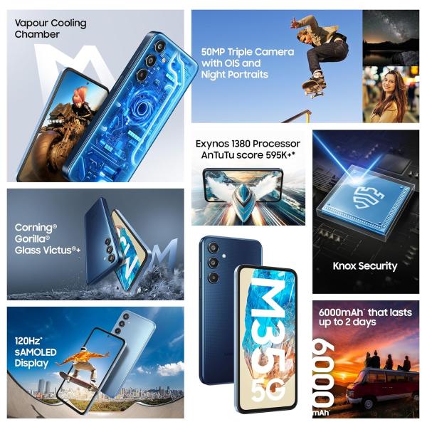 Samsung Galaxy M35 5G (Daybreak Blue,8GB RAM,128GB Storage)