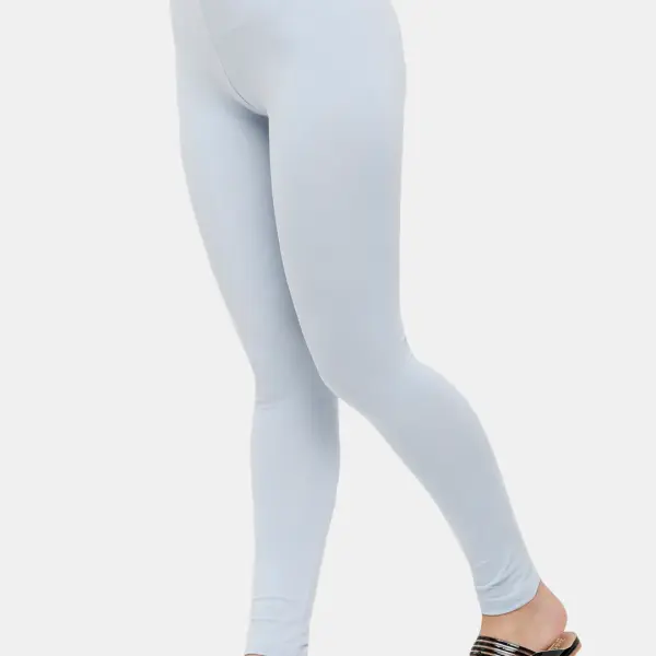 Ankle Length Leggings Cotton Light Sea Blue