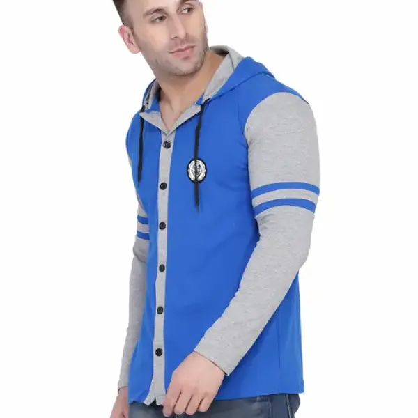 Men's Jacket Long Sleeve Multicolor Hooded Neck