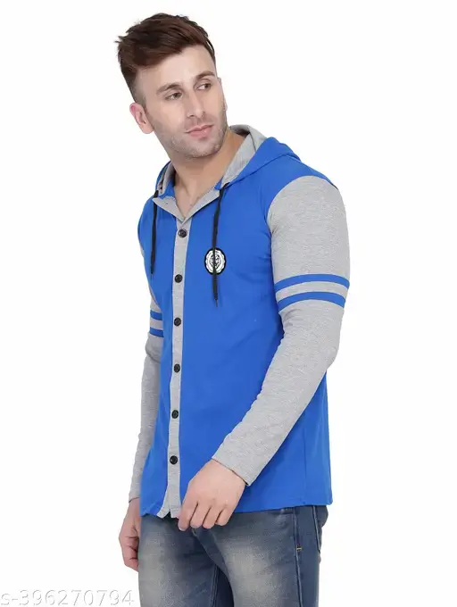 Men's Jacket Long Sleeve Multicolor Hooded Neck