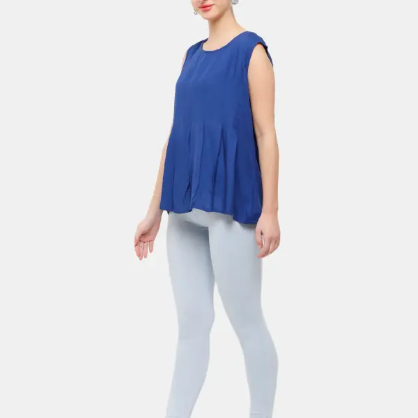Ankle Length Leggings Cotton Light Sea Blue