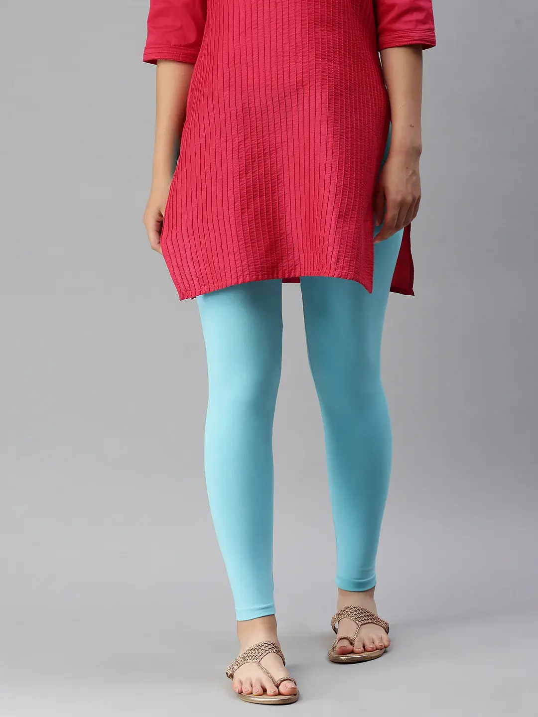 Ankle Length Leggings Cotton Sky Blue