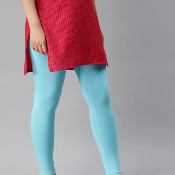 Ankle Length Leggings Cotton Sky Blue