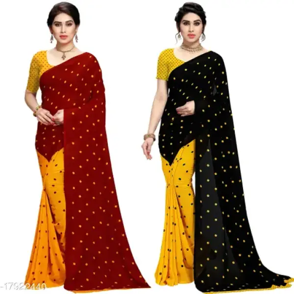  Pack of 2, multi-colour printed daily wear georgette sarees