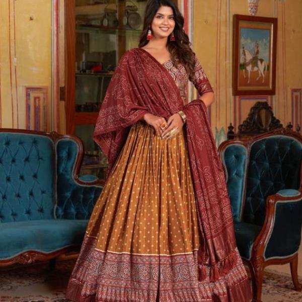 Pure Dolla silk chaniya choli with viving mill foil concept
