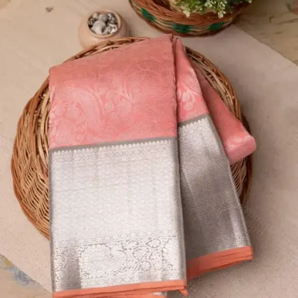 Peach Kanchipuram Silk Saree