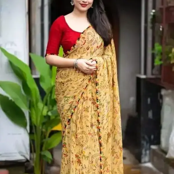  Palkhi printed chickou Saree