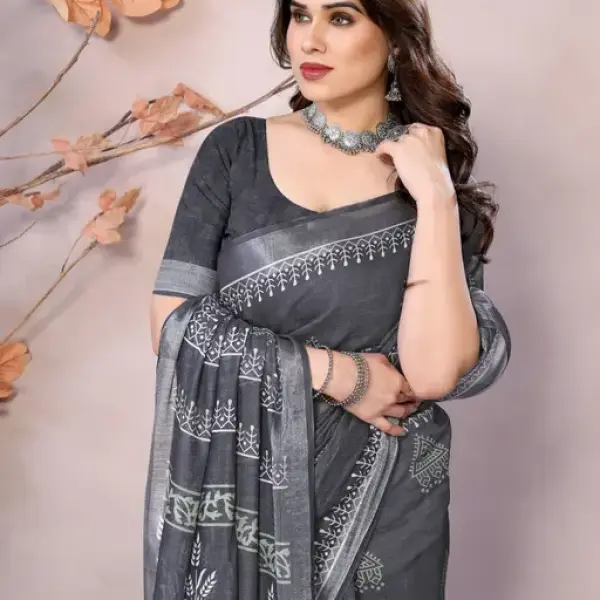 DESIGNER FANCY COTTON LINEN SAREES