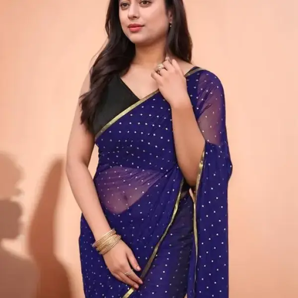Elegant Blue Chiffon Saree