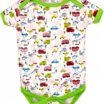 100% Cotton Baby Bodysuit Short Sleeve Half Romper Pack of 3 green