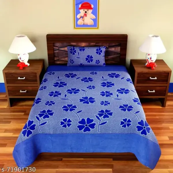 1 double bedsheet & one pillow cover