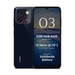 Lava O3 (Glossy Blue, 3 GB RAM, 64 GB Storage) | Biggest 6.75" HD+ Display | 13MP AI Dual Rear Camera | 5000 mAh Battery | Secure Face Unlock |...
