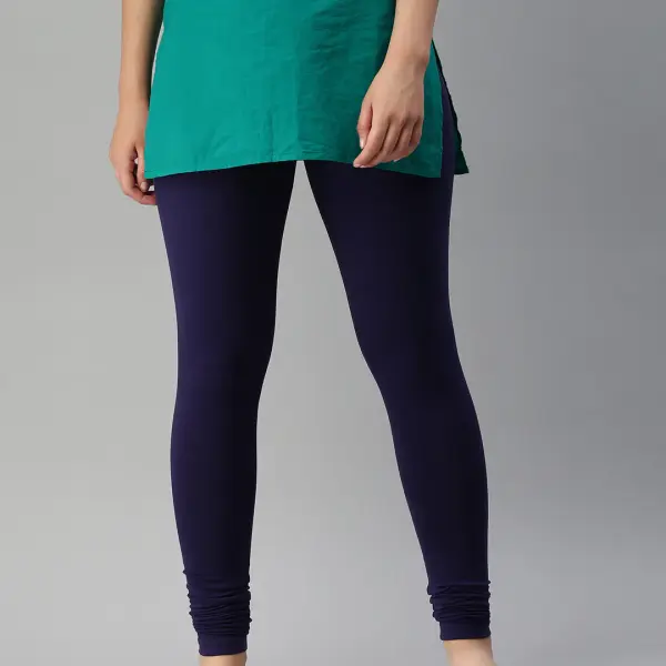 Ankle Length Leggings Cotton-Navy Blue