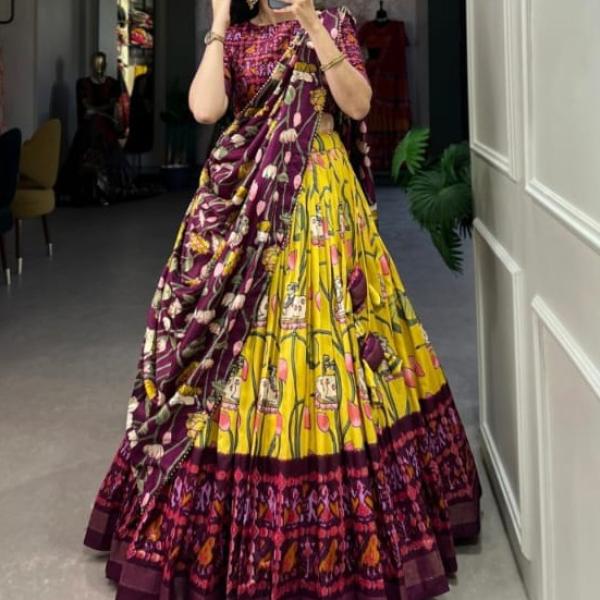 Pure Dolla silk chaniya choli with viving mill foil concept