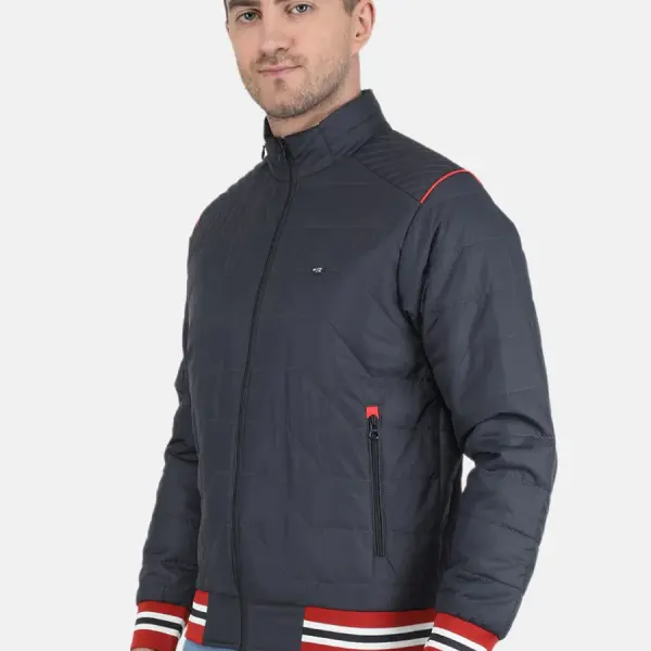 Men NAvy Blue Solid Jacket