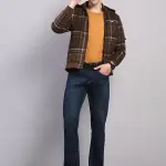 Men Brown Solid Hooded Full Sleeve Jacket