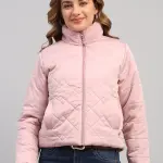 Women Pink Solid Collar Full Sleeve Reversible Jacket