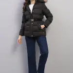 Women Black Solid Hooded Full Sleeve Jacket