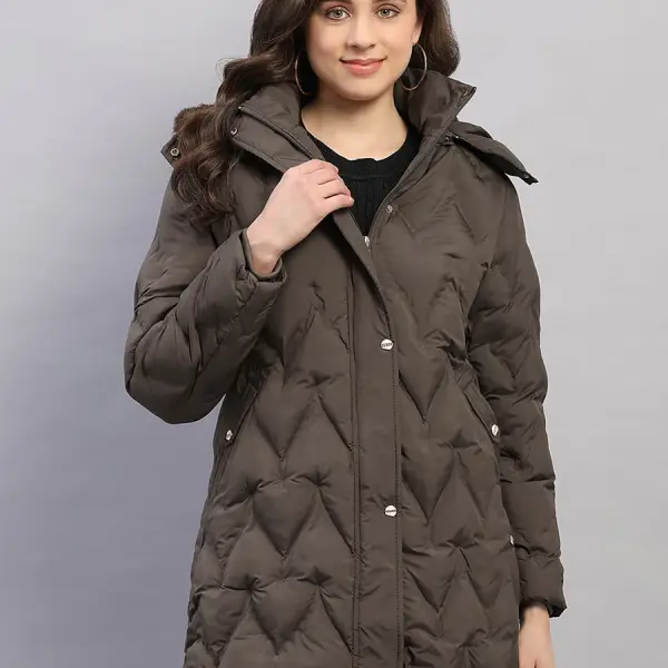 Women Olive Solid Hooded Full Sleeve Jacket