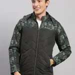 Men Olive Solid Hooded Full Sleeve Jacket
