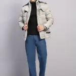 Men Beige Solid Hooded Full Sleeve Jacket