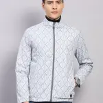 Menr Grey Solid Hooded Full Sleeve Jacket