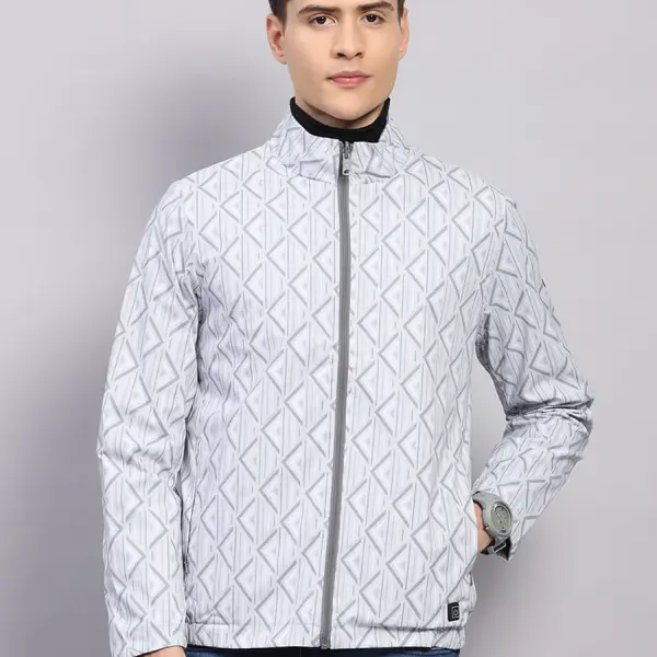 Menr Grey Solid Hooded Full Sleeve Jacket
