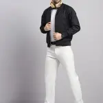 Men Navy Blue Solid Collar Full Sleeve Reversible Jacket