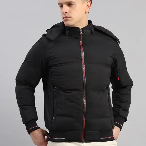 Men Black Smart Hooded Jacket with Integrated Magnetic Earphones