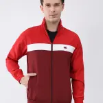 Men Maroon Printed Collar Full Sleeve Jacket