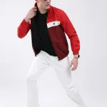 Men Maroon Printed Collar Full Sleeve Jacket